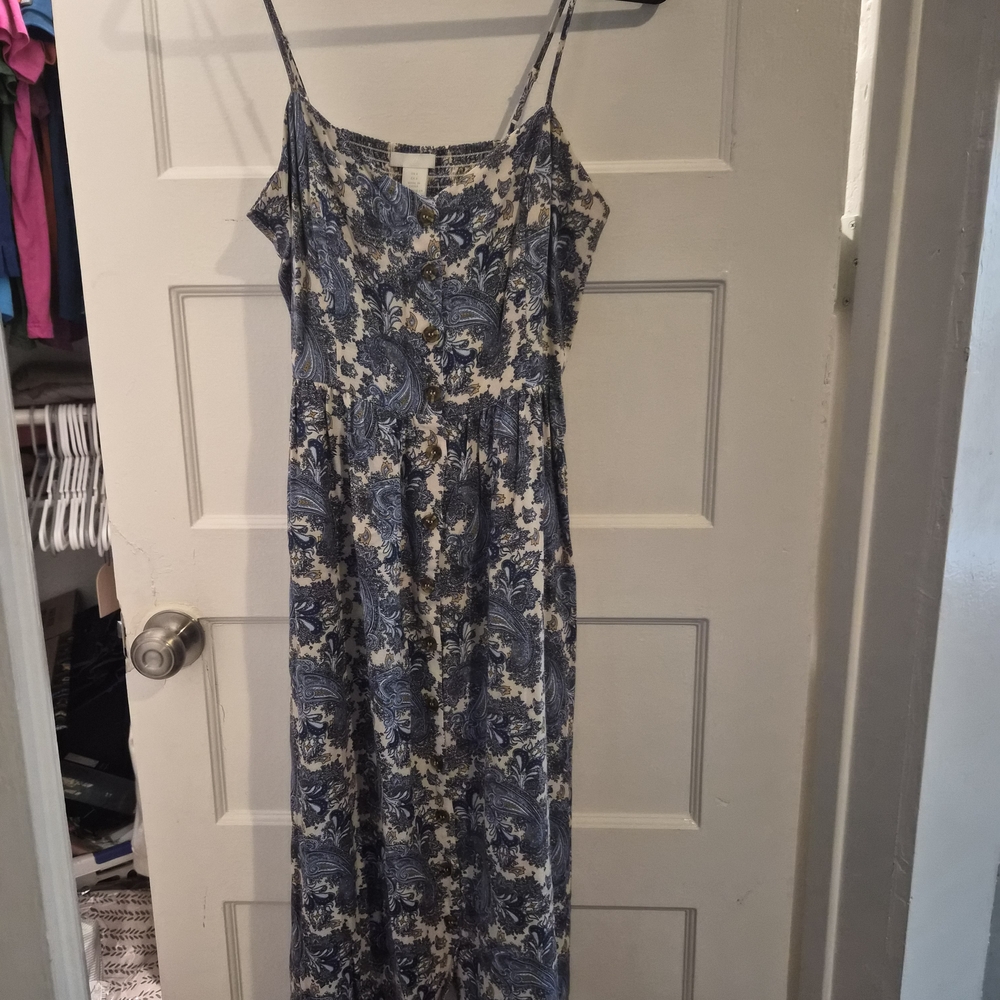 H&M Blue and Cream Floral Maxi Dress
